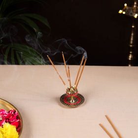 Tibetan stone work white metal incense stick holder 30