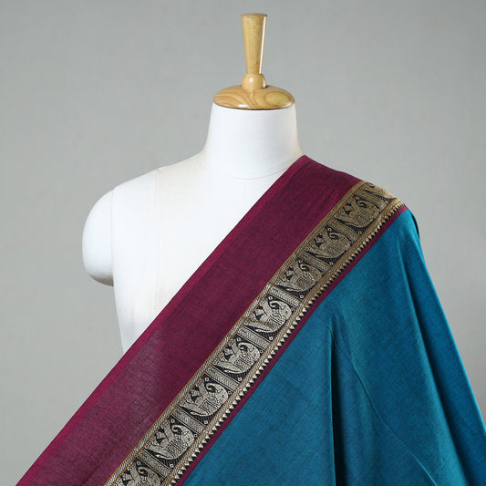Blue - Prewashed Dharwad Cotton Thread Border Fabric 28