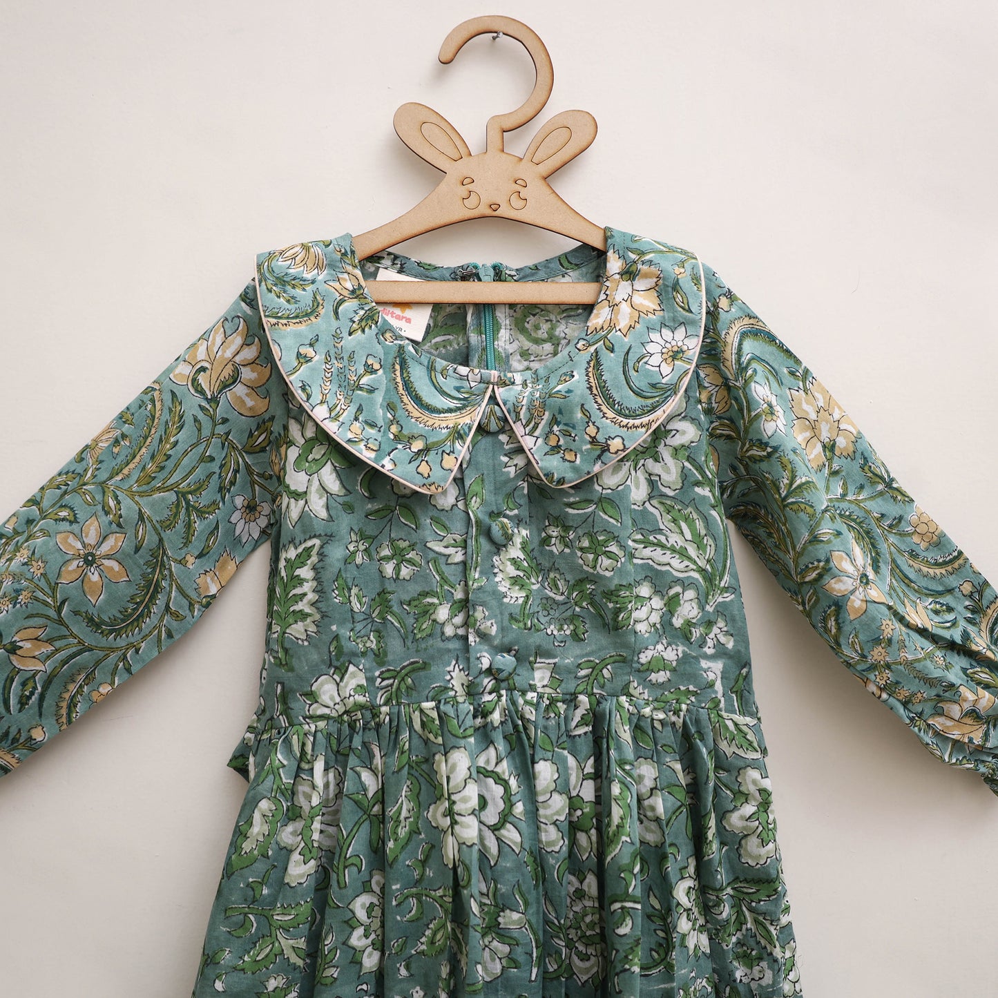 Pure Cotton Girls Frock Dress in Sanganeri Floral Print (3-4 Years) 17