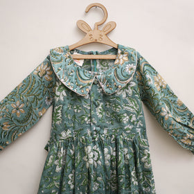 Pure Cotton Girls Frock Dress in Sanganeri Floral Print (3-4 Years) 17