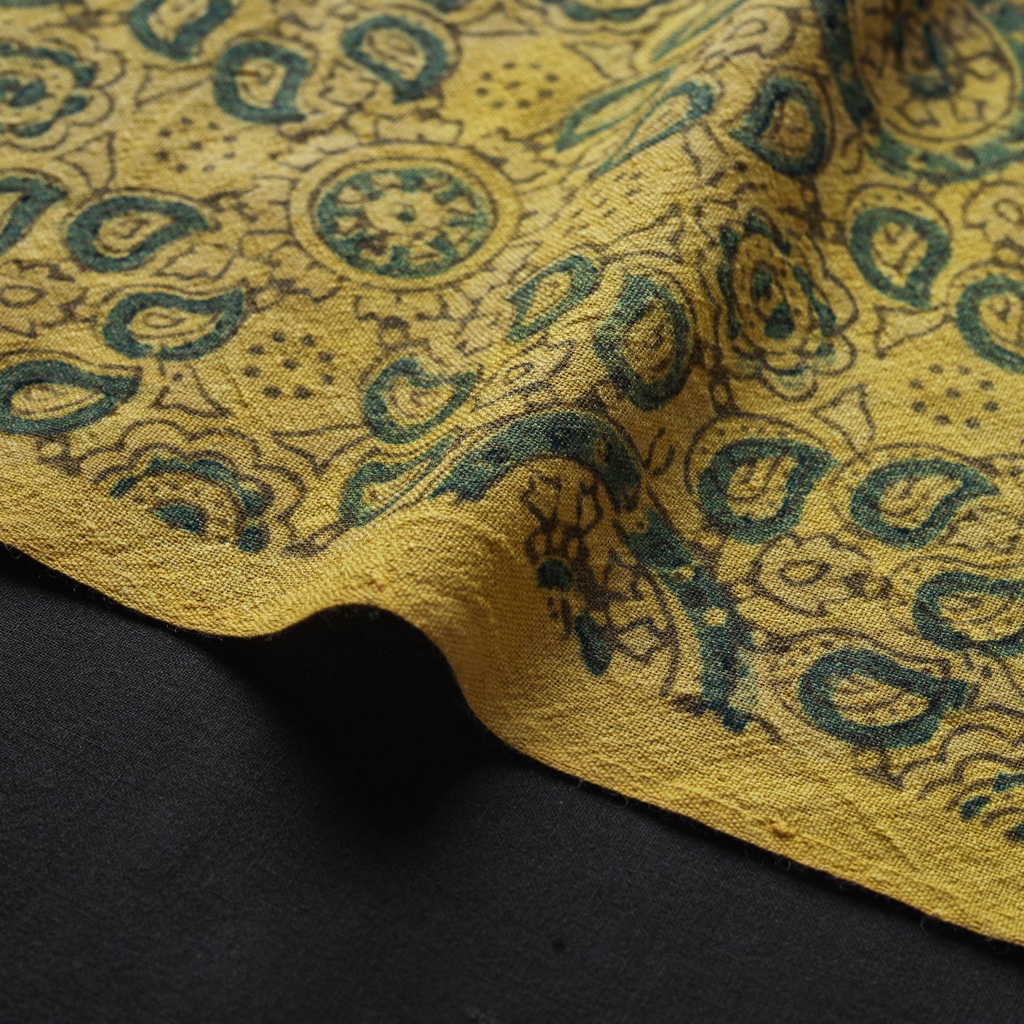 Yellow - pure wool handloom natural dyed fabric 12