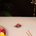 Tibetan shankh stone work white metal incense stick holder