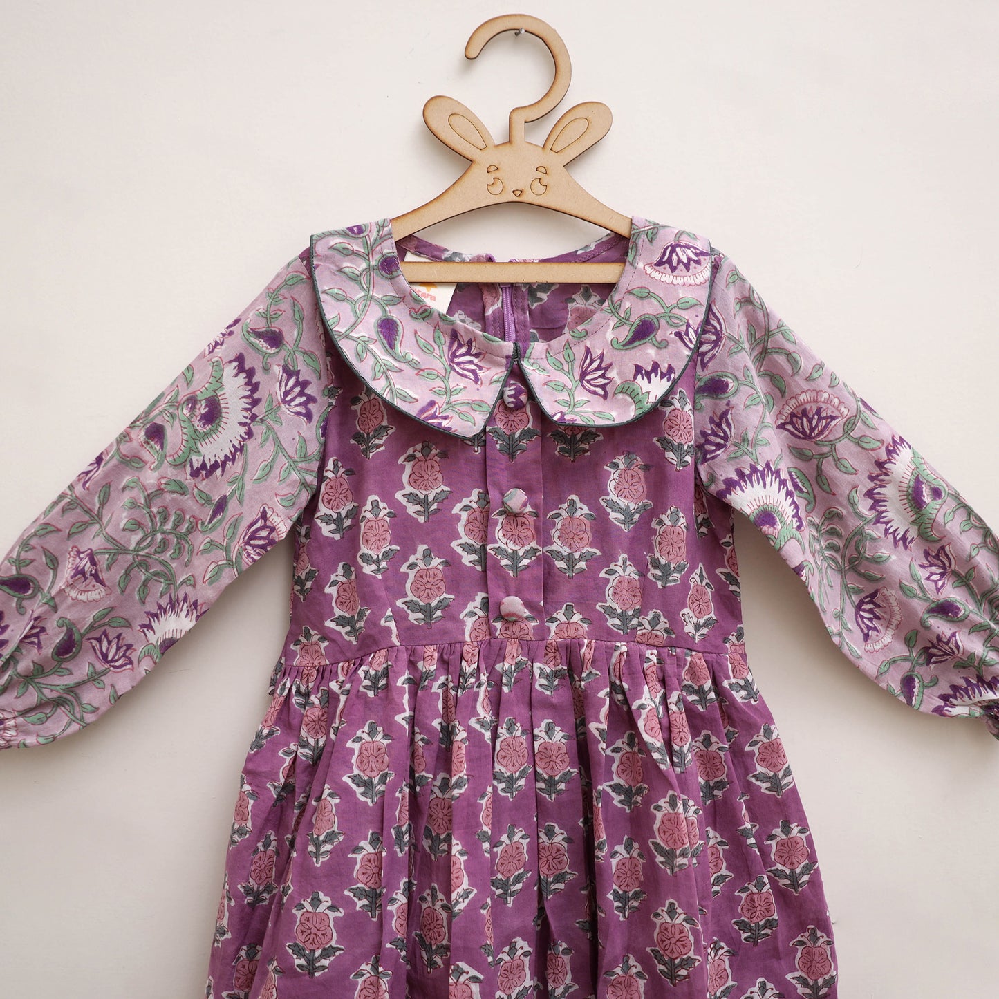 Pure Cotton Girls Frock Dress in Sanganeri Floral Print (3-4 Years) 18