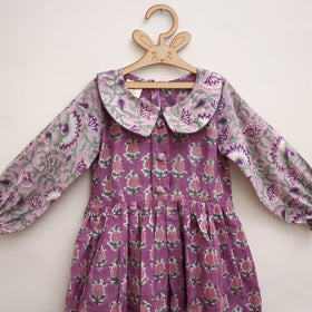Pure Cotton Girls Frock Dress in Sanganeri Floral Print (3-4 Years) 18