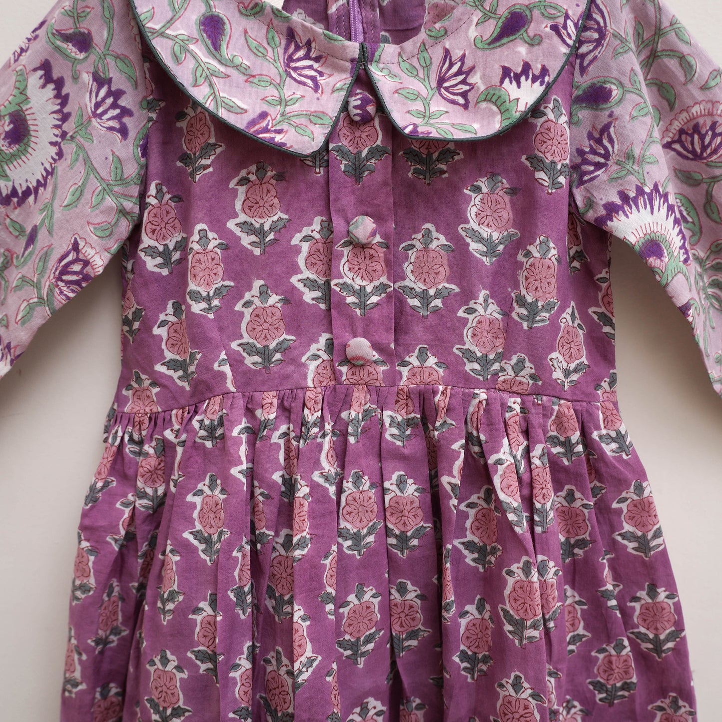 Pure Cotton Girls Frock Dress in Sanganeri Floral Print (3-4 Years) 18