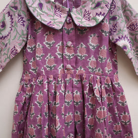 Pure Cotton Girls Frock Dress in Sanganeri Floral Print (3-4 Years) 18