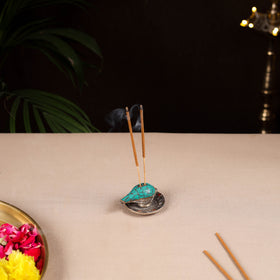 Tibetan Shankh Stone Work White Metal Incense Stick Holder 41