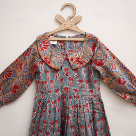 Pure Cotton Girls Frock Dress in Sanganeri Floral Print (3-4 Years) 19