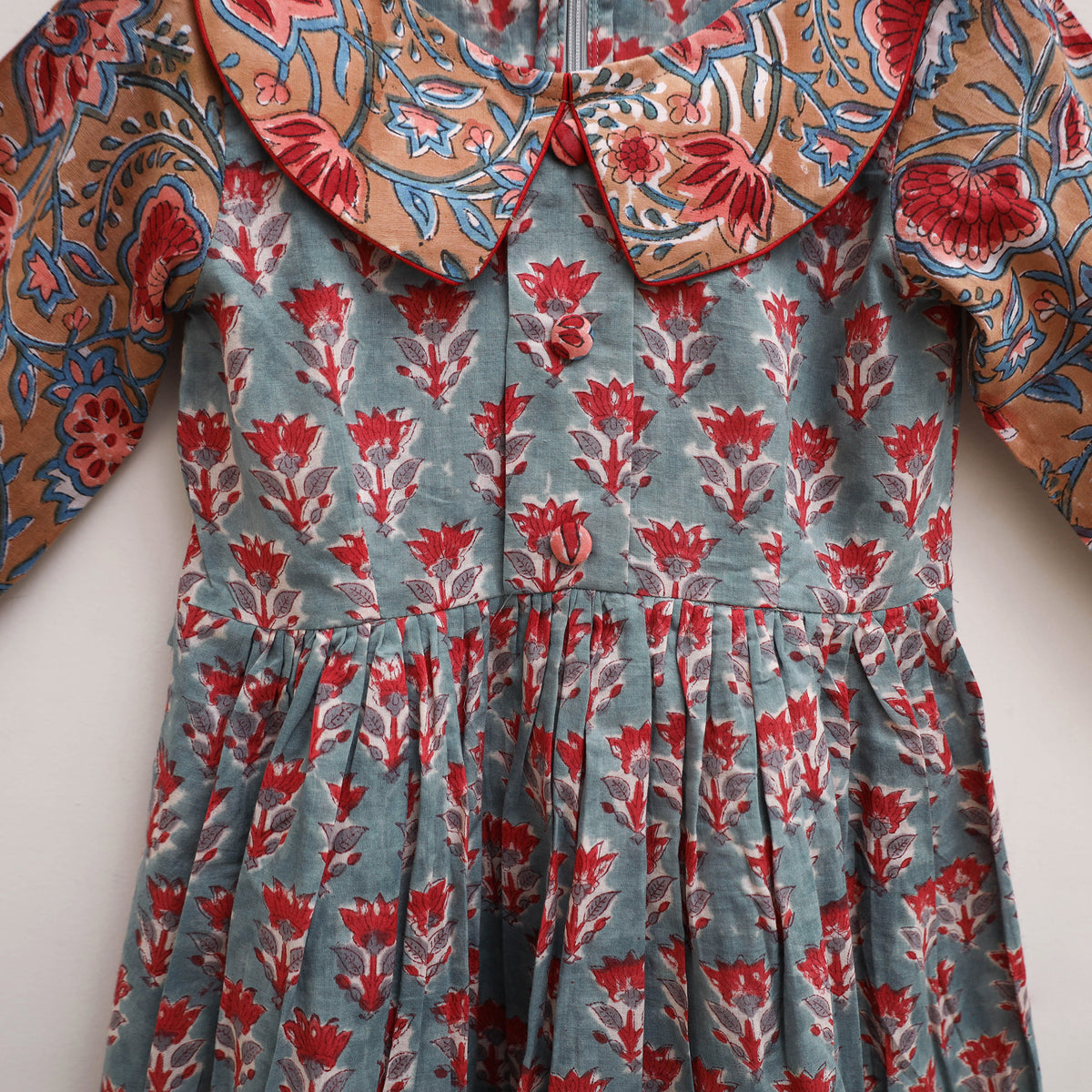Pure Cotton Girls Frock Dress in Sanganeri Floral Print (3-4 Years) 19