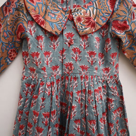Pure Cotton Girls Frock Dress in Sanganeri Floral Print (3-4 Years) 19