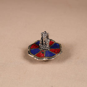 Tibetan Ganesha Stone Work White Metal Incense Stick Holder 16
