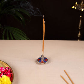 Tibetan Ganesha Stone Work White Metal Incense Stick Holder 16