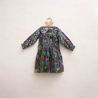 Pure Cotton Girls Frock Dress in Kalamkari Print (3-4 Years) 20