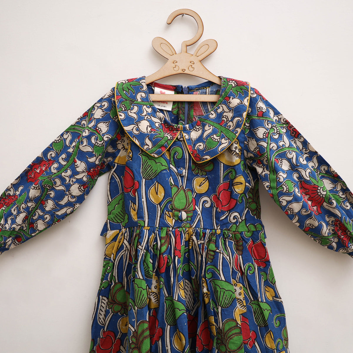 Pure Cotton Girls Frock Dress in Kalamkari Print (3-4 Years) 20