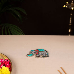 Tibetan Elephant Stone Work White Metal Incense Stick Holder 44