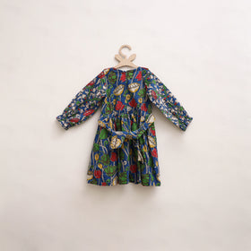 Pure Cotton Girls Frock Dress in Kalamkari Print (3-4 Years) 20
