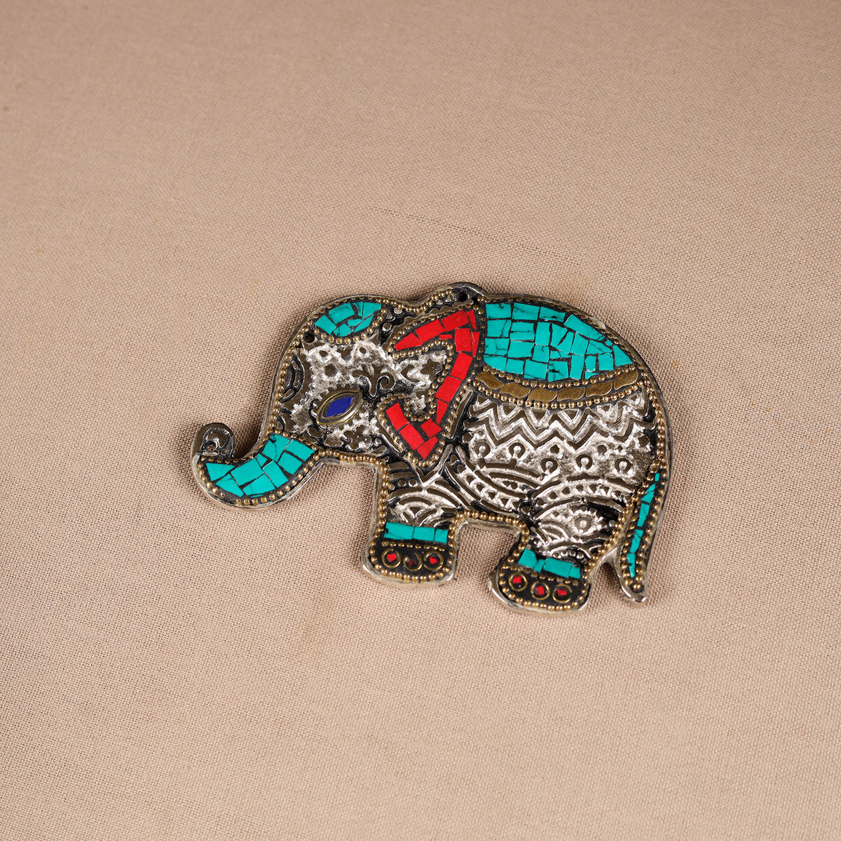 Tibetan Elephant Stone Work White Metal Incense Stick Holder 44