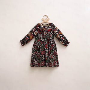 Black - Pure Cotton Girls Frock Dress in Kalamkari Print (3-4 Years) 21