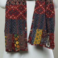 Multicolor - Patchwork Cotton Stole in Ajrakh Block Prints 05