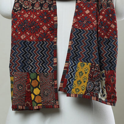 Multicolor - Patchwork Cotton Stole in Ajrakh Block Prints 05