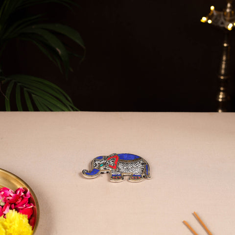 Tibetan elephant stone work white metal incense stick