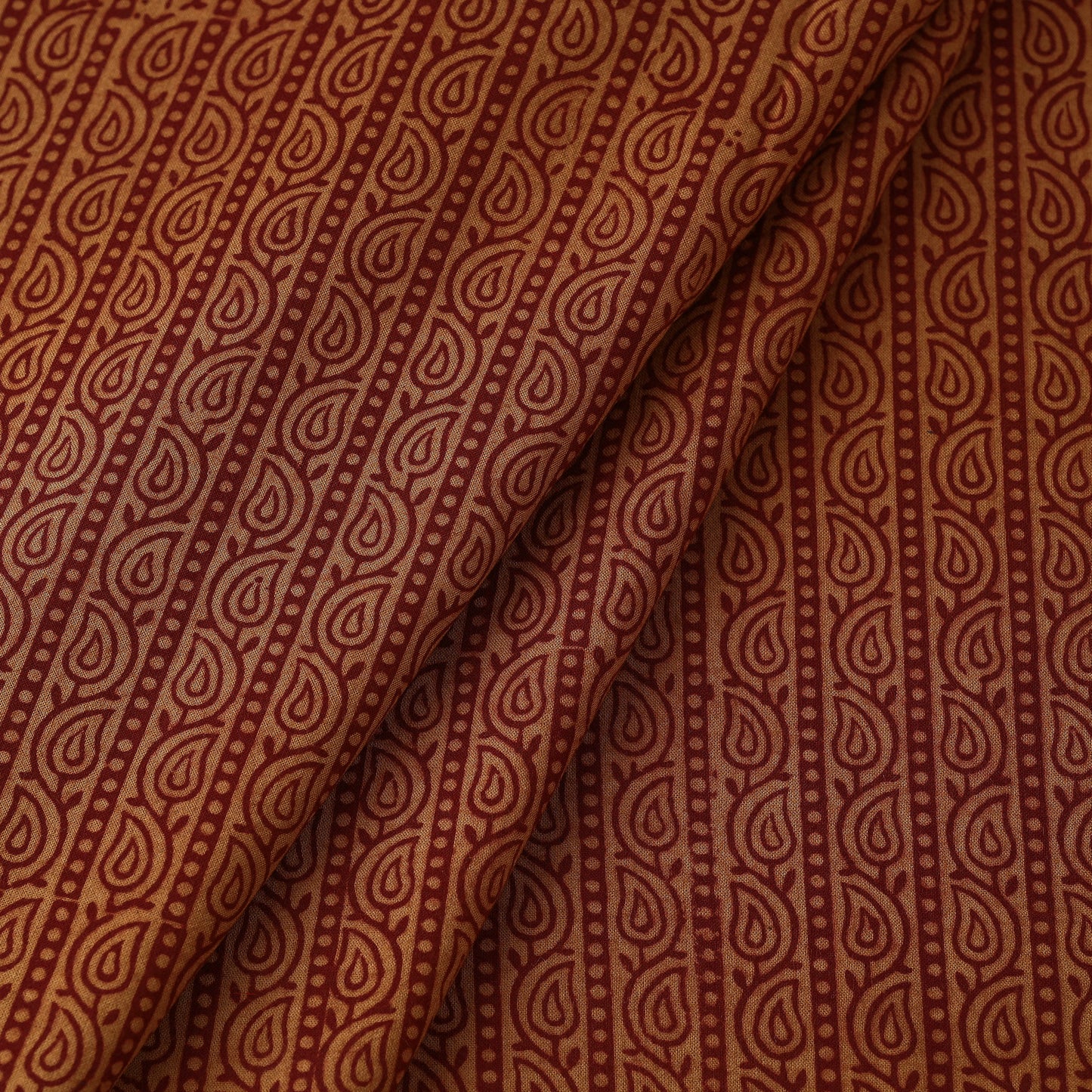 Brown - Bagh Hand Block printed Cotton Fabric