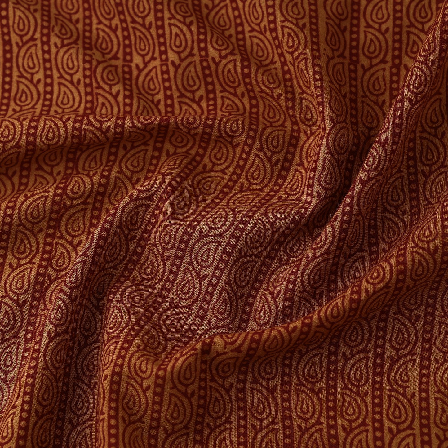 Brown - Bagh Hand Block printed Cotton Fabric