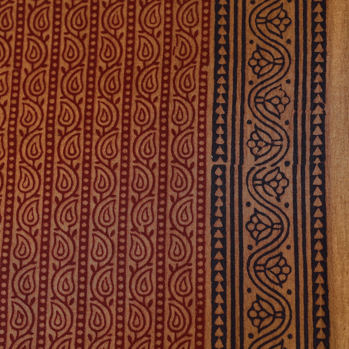 Brown - Bagh Hand Block printed Cotton Fabric