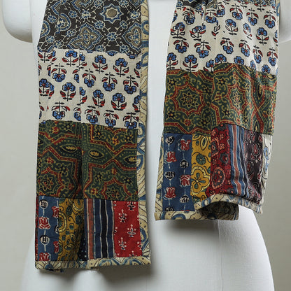 Multicolor - Patchwork Cotton Stole in Ajrakh Block Prints 21