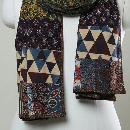 Multicolor - Patchwork Cotton Stole in Ajrakh Block Prints 23