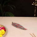 Tibetan Leaf Stone Work White Metal Incense Stick Holder 19