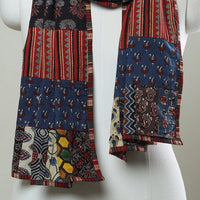 Multicolor - Patchwork Cotton Stole in Ajrakh Block Prints 33