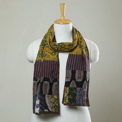 Multicolor - Patchwork Cotton Stole in Ajrakh Block Prints 34