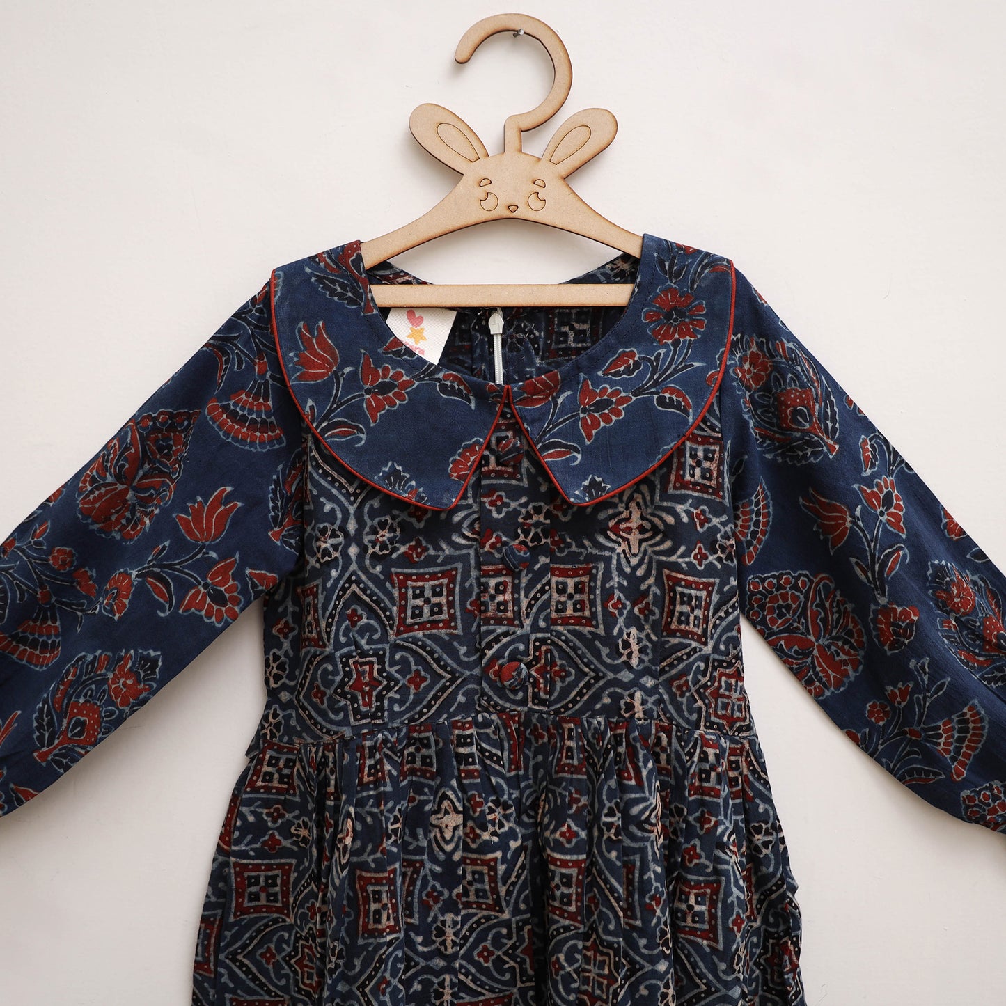 Pure Cotton Girls Frock Dress in Ajrakh Block Print (3-4 Years) 27