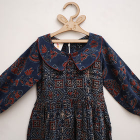 Pure Cotton Girls Frock Dress in Ajrakh Block Print (3-4 Years) 27