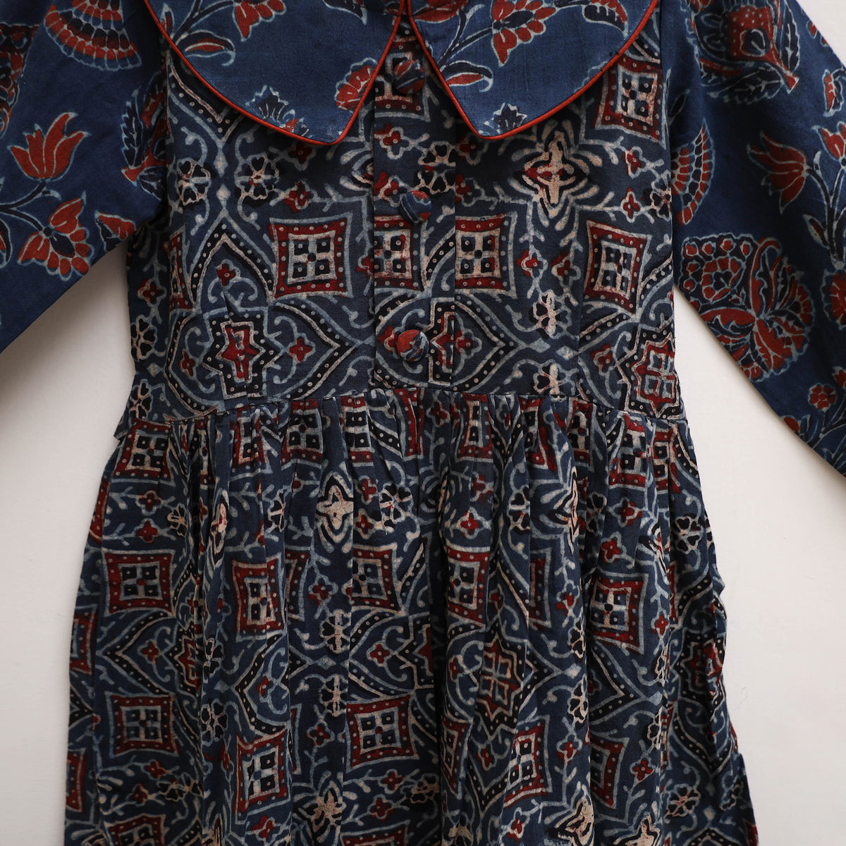 Pure Cotton Girls Frock Dress in Ajrakh Block Print (3-4 Years) 27