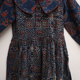 Pure Cotton Girls Frock Dress in Ajrakh Block Print (3-4 Years) 27