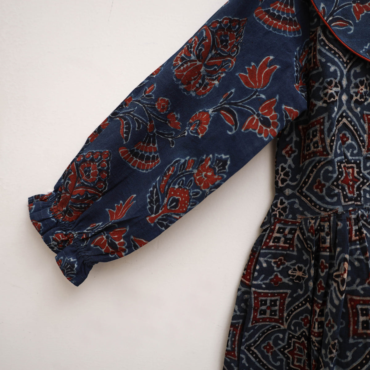Pure Cotton Girls Frock Dress in Ajrakh Block Print (3-4 Years) 27