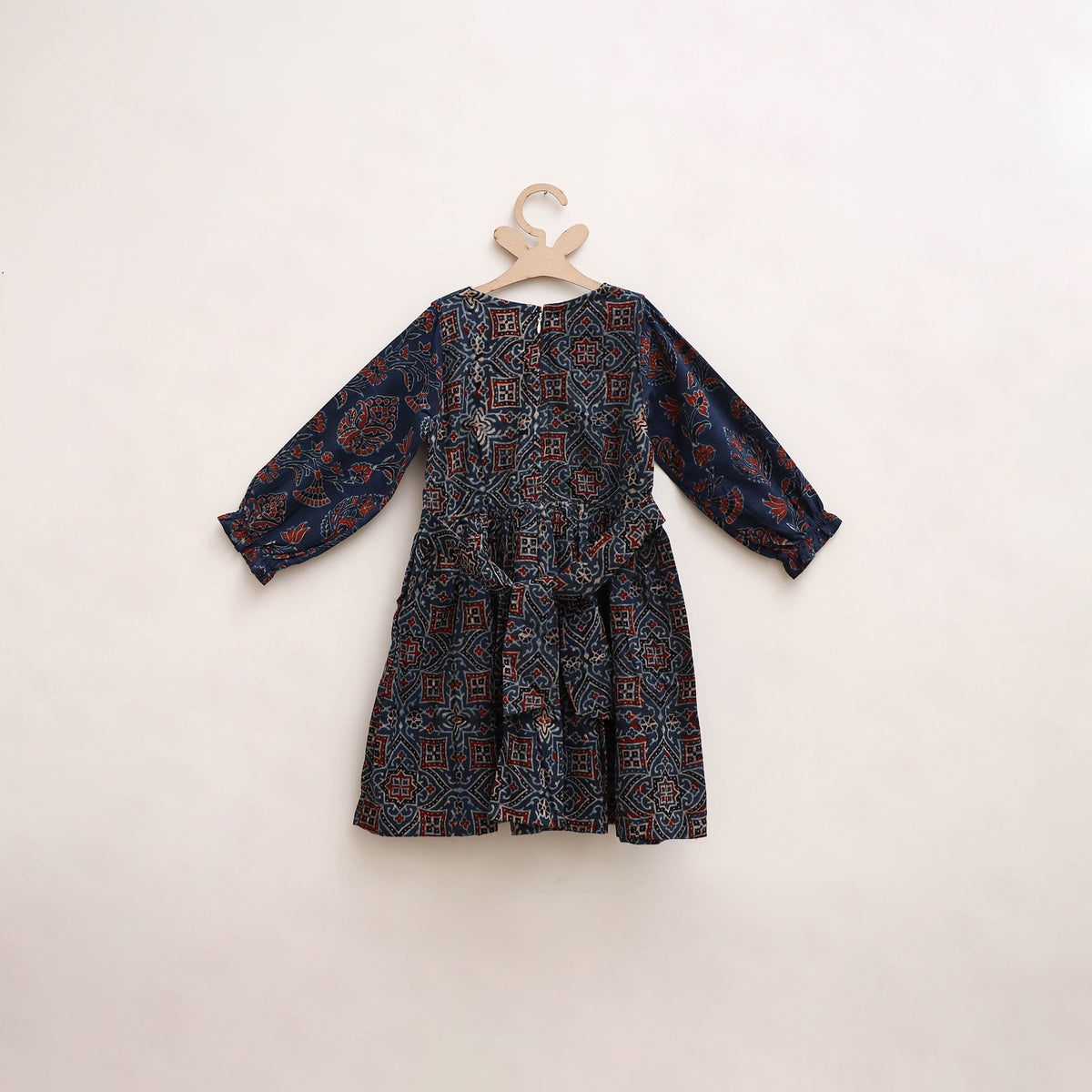 Pure Cotton Girls Frock Dress in Ajrakh Block Print (3-4 Years) 27