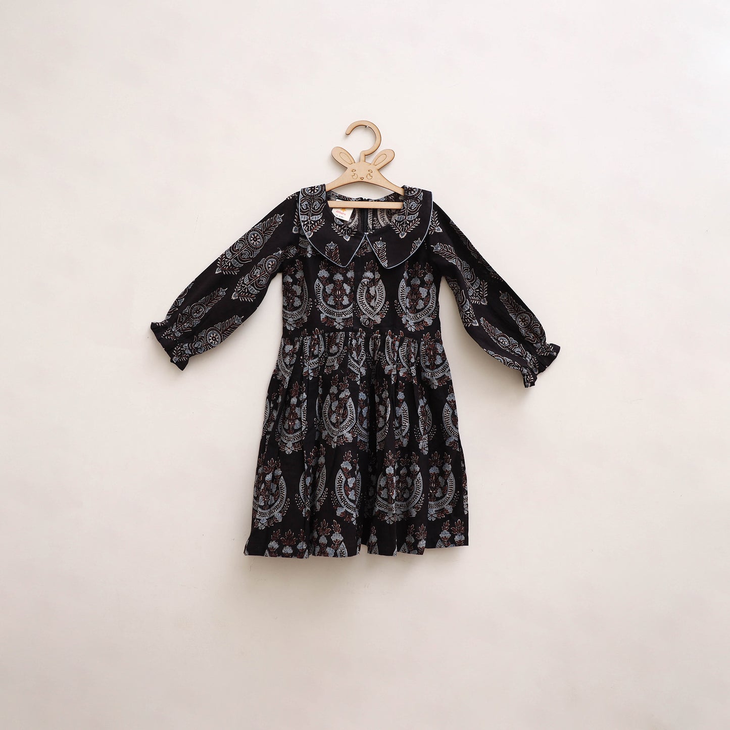 Pure Cotton Girls Frock Dress in Ajrakh Block Print (3-4 Years) 28