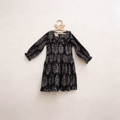 Pure Cotton Girls Frock Dress in Ajrakh Block Print (3-4 Years) 28