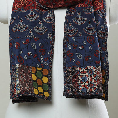 Multicolor - Patchwork Cotton Stole in Ajrakh Block Prints 39