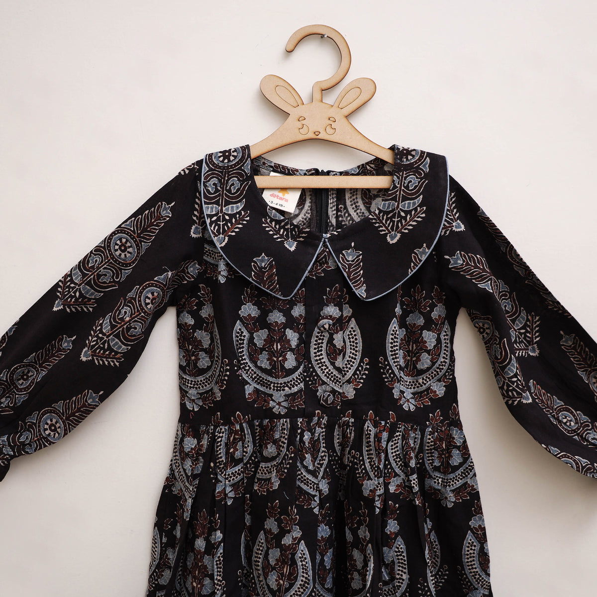 Pure Cotton Girls Frock Dress in Ajrakh Block Print (3-4 Years) 28