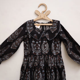 Pure Cotton Girls Frock Dress in Ajrakh Block Print (3-4 Years) 28