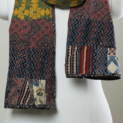 Multicolor - Patchwork Cotton Stole in Ajrakh Block Prints 41