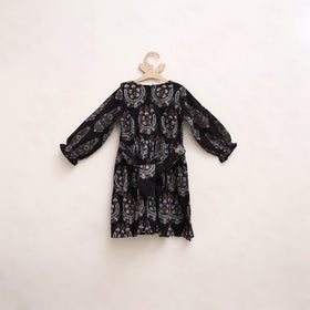 Pure Cotton Girls Frock Dress in Ajrakh Block Print (3-4 Years) 28