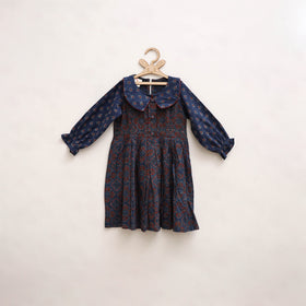 Pure Cotton Girls Frock Dress in Ajrakh Block Print (3-4 Years) 29