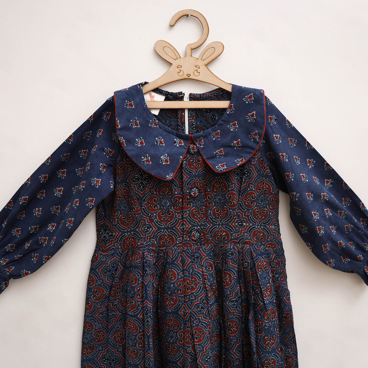Pure Cotton Girls Frock Dress in Ajrakh Block Print (3-4 Years) 29