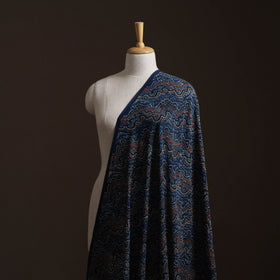 Ajrakh Hand Block Print Natural Dyed Crepe Silk Fabric 33