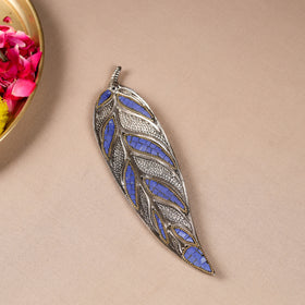 Tibetan Leaf Stone Work White Metal Incense Stick Holder 22
